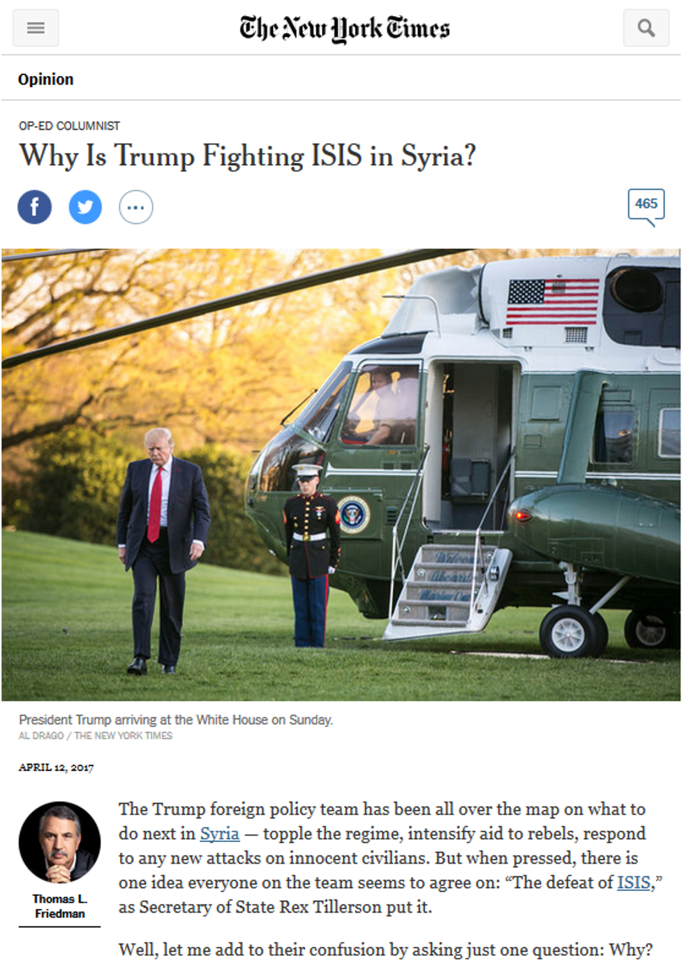NYT: Why Is Trump Fighting ISIS in Syria?