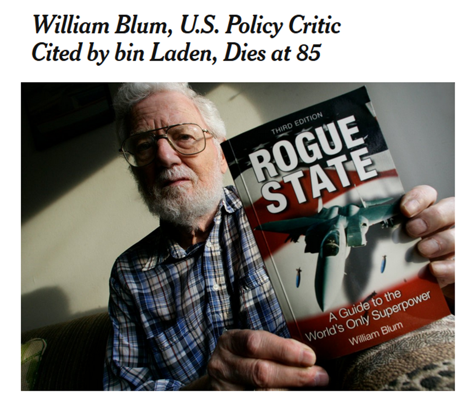 NYT: William Blum, U.S. Policy Critic Cited by bin Laden, Dies at 85