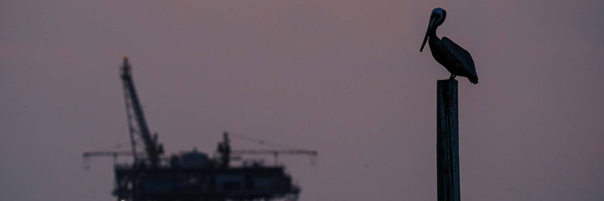 Offshore Gas Rig at Sunset