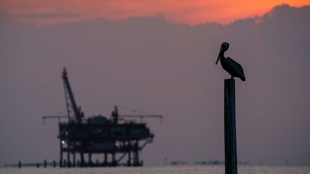 Offshore Gas Rig at Sunset