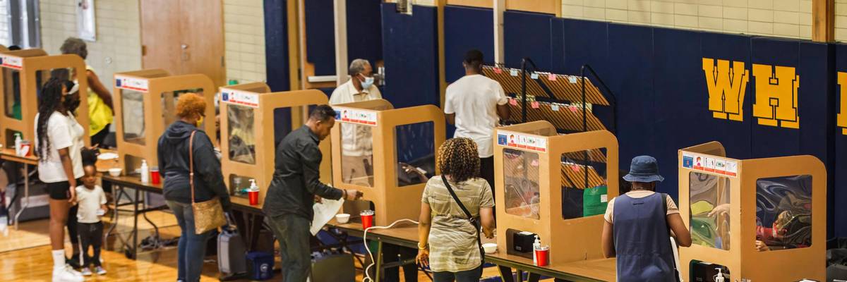 Ohio voters at a polling place