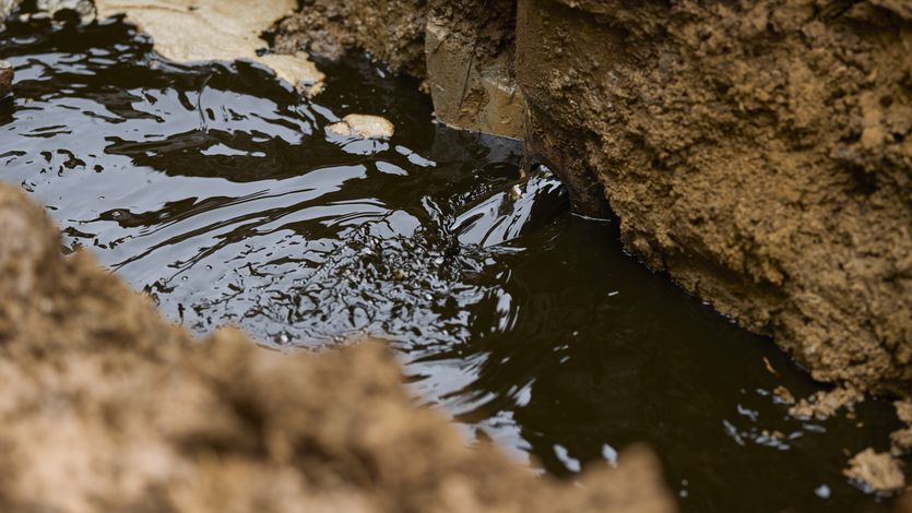 Oil pushed out of an orphaned well.