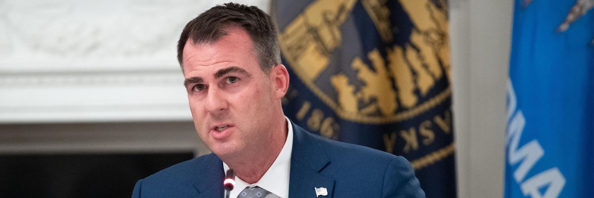 Oklahoma Gov. Kevin Stitt speaks at a roundtable discussion
