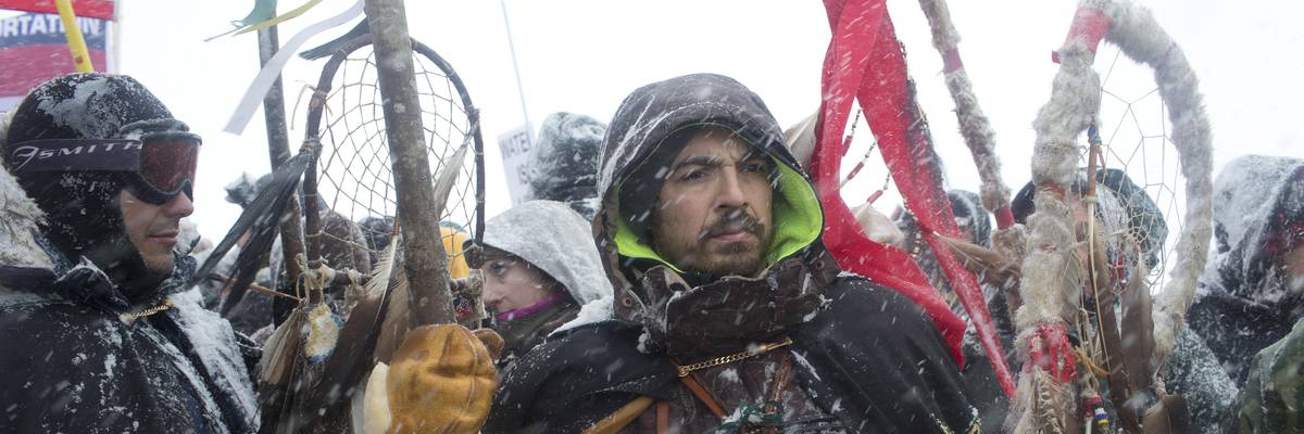 Over two hundred tribes, joined by environmental activists and hundreds of United States military veterans, camp and demonstrate against the Dakota Access Pipeline, just outside of the Lakota Sioux reservation of Standing Rock, North Dakota, on December 5, 2016