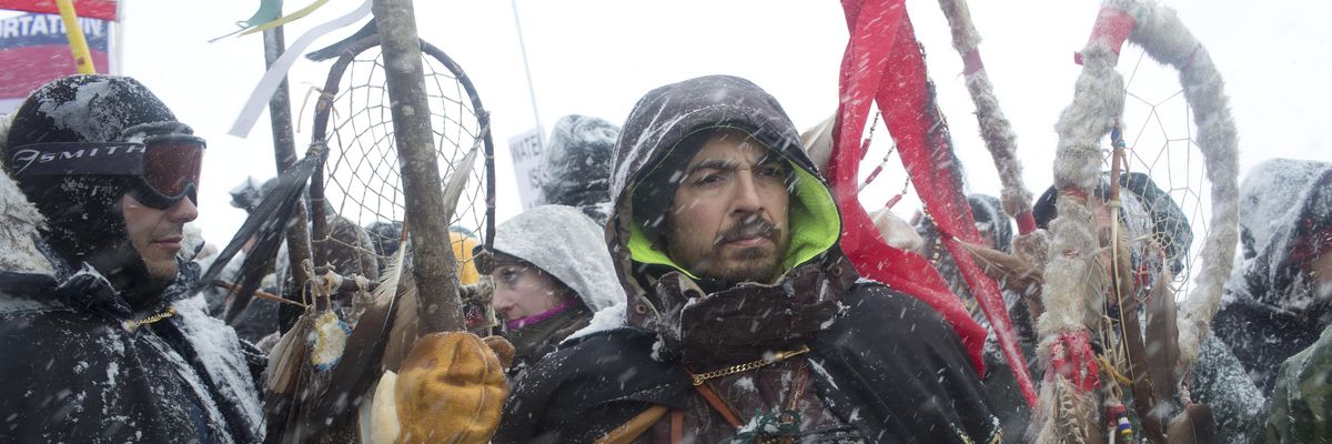 Over two hundred tribes, joined by environmental activists and hundreds of United States military veterans, camp and demonstrate against the Dakota Access Pipeline, just outside of the Lakota Sioux reservation of Standing Rock, North Dakota, on December 5, 2016