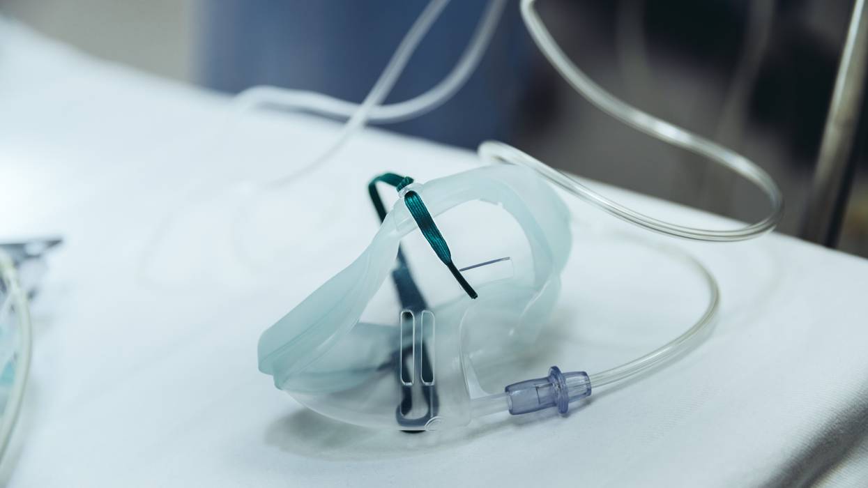 Oxygen mask in trauma room of a hospital