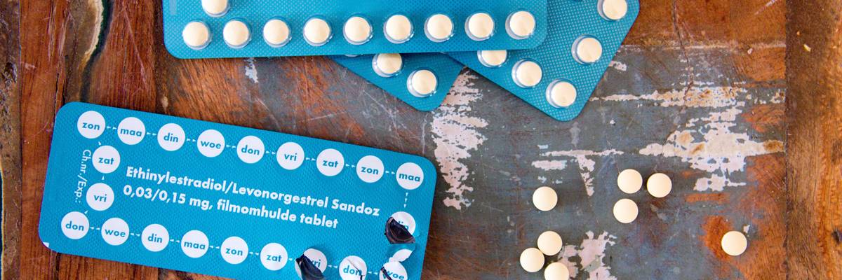 Packets of birth control pills.