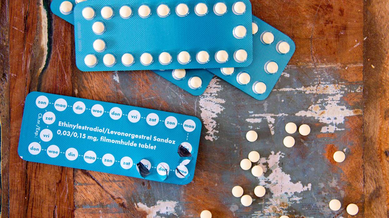 Packets of birth control pills.