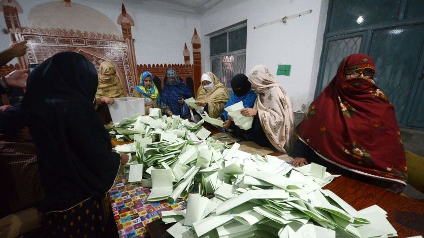 Pakistani election workers count ballots