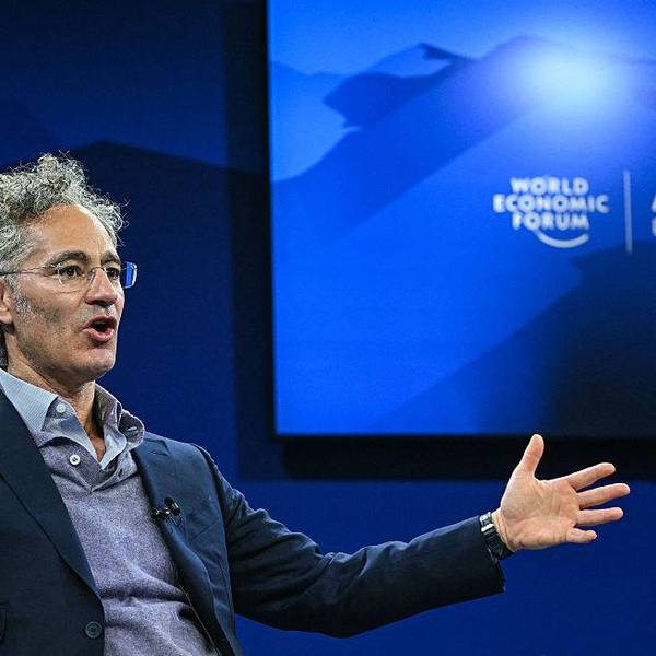 Palantir Technologies CEO Alex Karp speaks during the World Economic Forum annual meeting in Davos