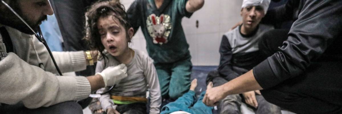 Palestinian children are treated at Nasser Medical Hospital