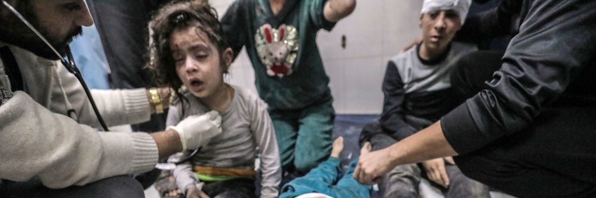 Palestinian children are treated at Nasser Medical Hospital