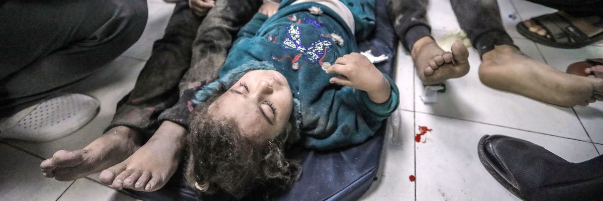 Palestinian children are treated at Nasser Medical Hospital