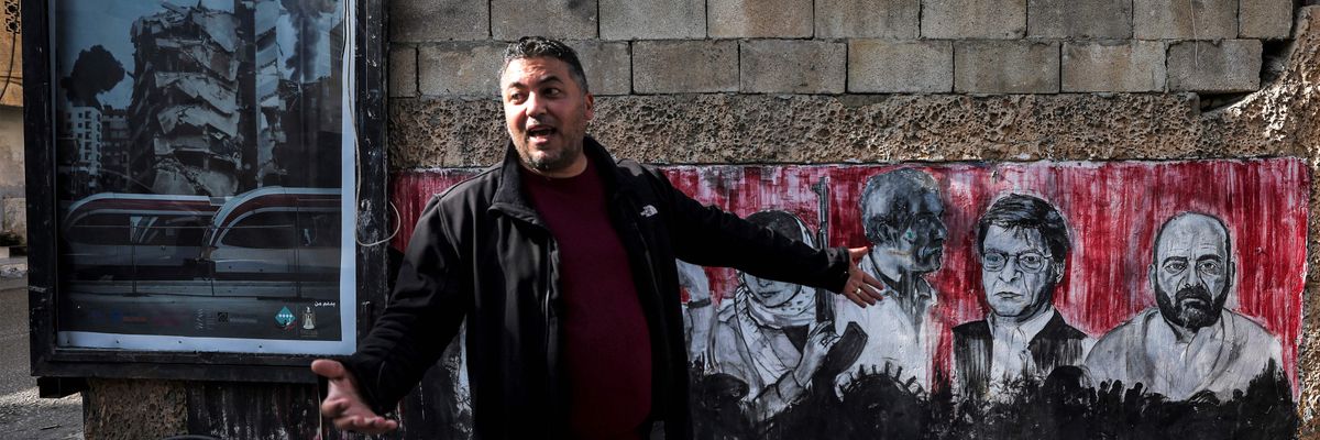 Palestinian theater director Mustafa Sheta, general manager of the Freedom Theater at the Jenin camp for Palestinian refugees in the occupied West Bank, is seen on December 12, 2022.