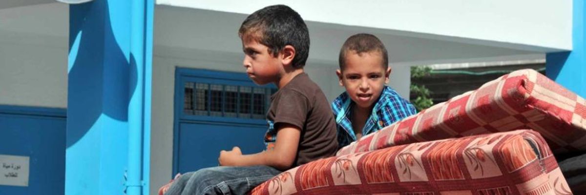 Palestinians children at UNRWA school.