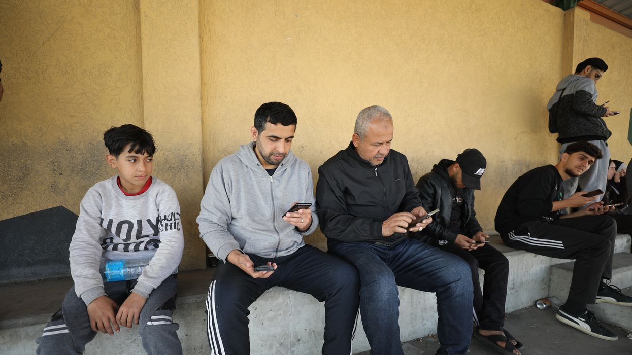 Palestinians gather at Yarmouk Stadium in Gaza City, Gaza