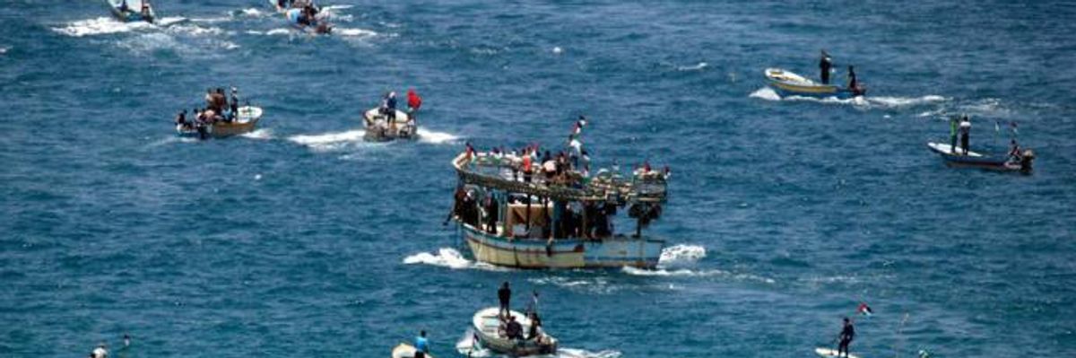 Amid Rocket Fire and Airstrikes, Gazans Launch Fishing Boats to Challenge Israel's Naval Blockade