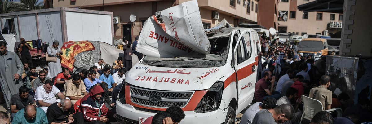 Palestinians perform Friday prayer as Israeli attacks continue