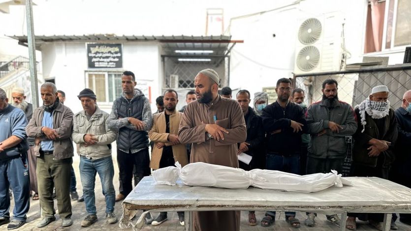 Palestinians pray for Yazan al-Kafarneh, a 10-year-old Gaza boy who died from severe malnutrition.