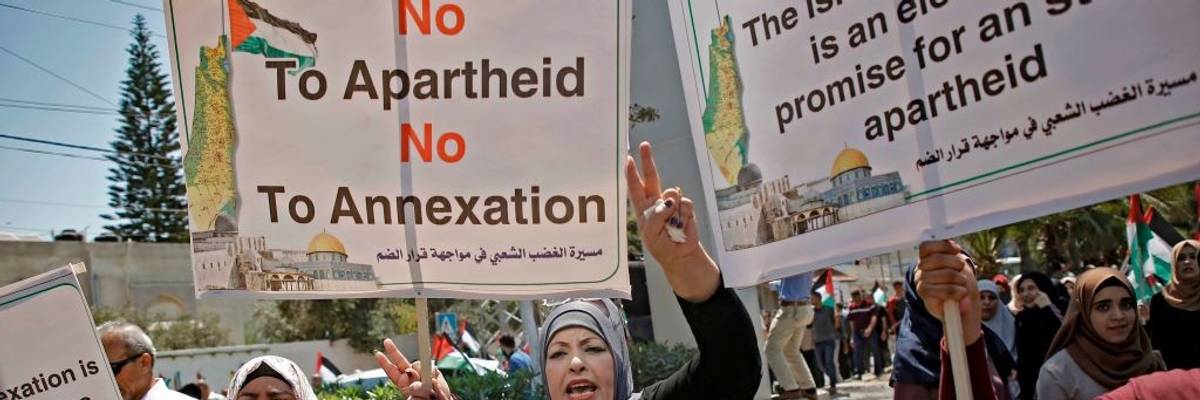 Palestinians protest against Israeli annexation