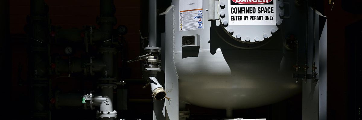 Part of a filtration system designed to filter out PFAS from the drinking water supply