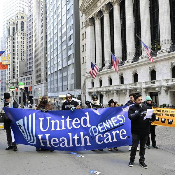 Patients & Doctors Denounce UnitedHealth On The Steps Of Wall Street As The Company's Record Profits Are Announced