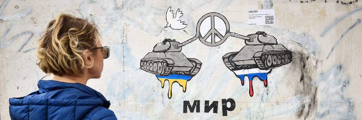 Peace mural near the Russian and Ukrainian embassies in Rome