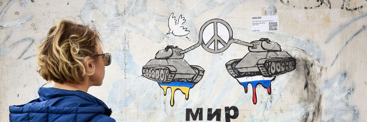 peace mural near the Russian and Ukrainian embassies in Rome