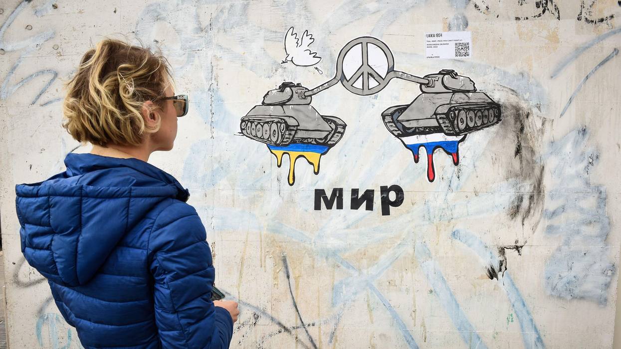 peace mural near the Russian and Ukrainian embassies in Rome