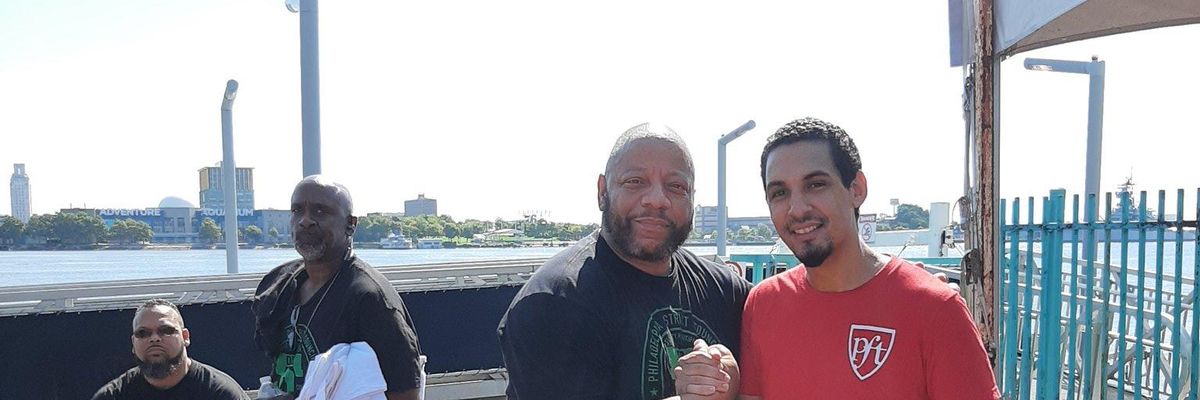 Pennsylvania state senate candidate Paul Prescod (right), pictured with AFSCME District Council 33 president Ernest Garrett, built a strong relationship with the union by supporting the fight for hazard pay and PPE at the outset of the Covid-19 pandemic