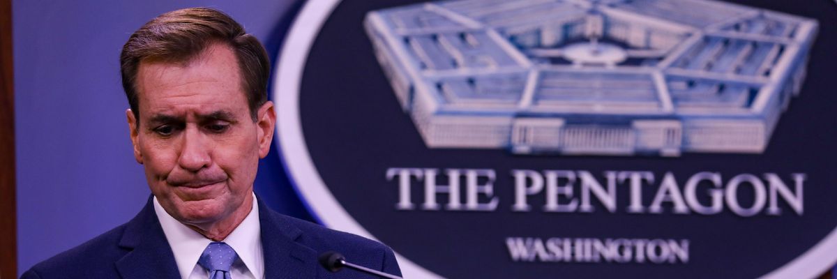 Pentagon Press Secretary John Kirby speaks to the media