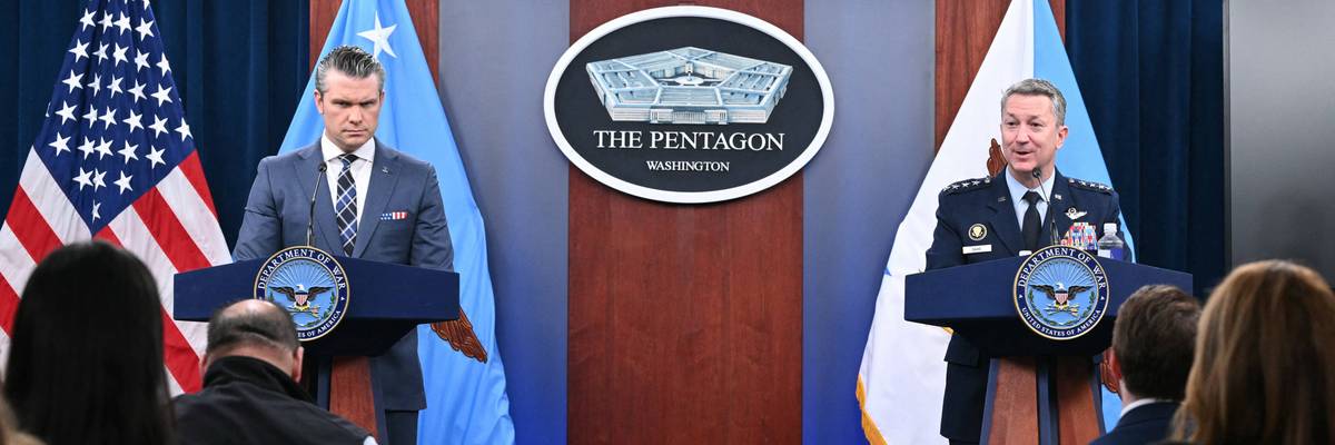 Pentagon Secretary Pete Hegseth and Joint Chiefs of Staff Chairman Dan Caine