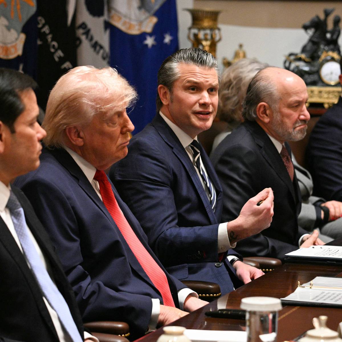 Pentagon Secretary Pete Hegseth at a White House meeting