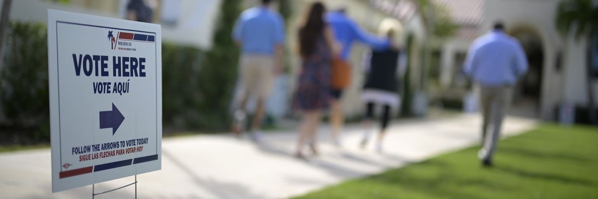 People arrive to vote in Palm Beach, Florida.