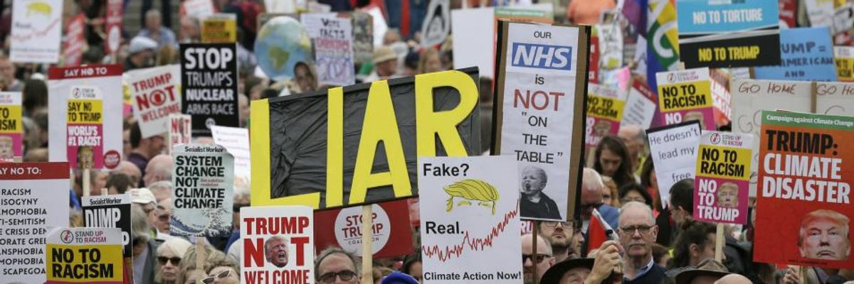 Tens of Thousands Flood Streets in UK to Protest Trump and 'Everything He Stands For'