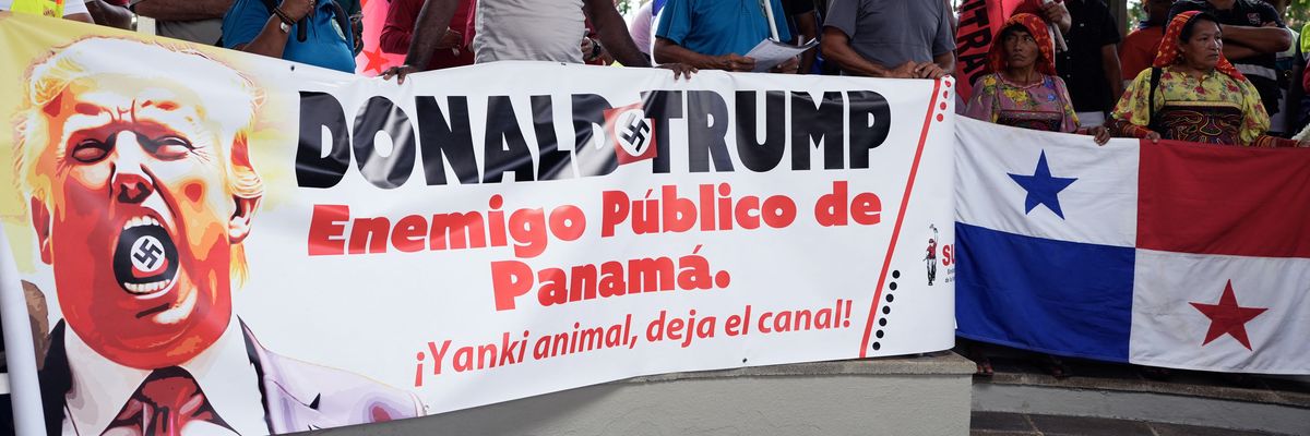 People demonstrate against U.S. President-elect Donald Trump in Panama City, Panama