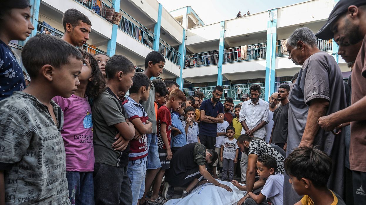 People gather for a funeral ceremony in Gaza