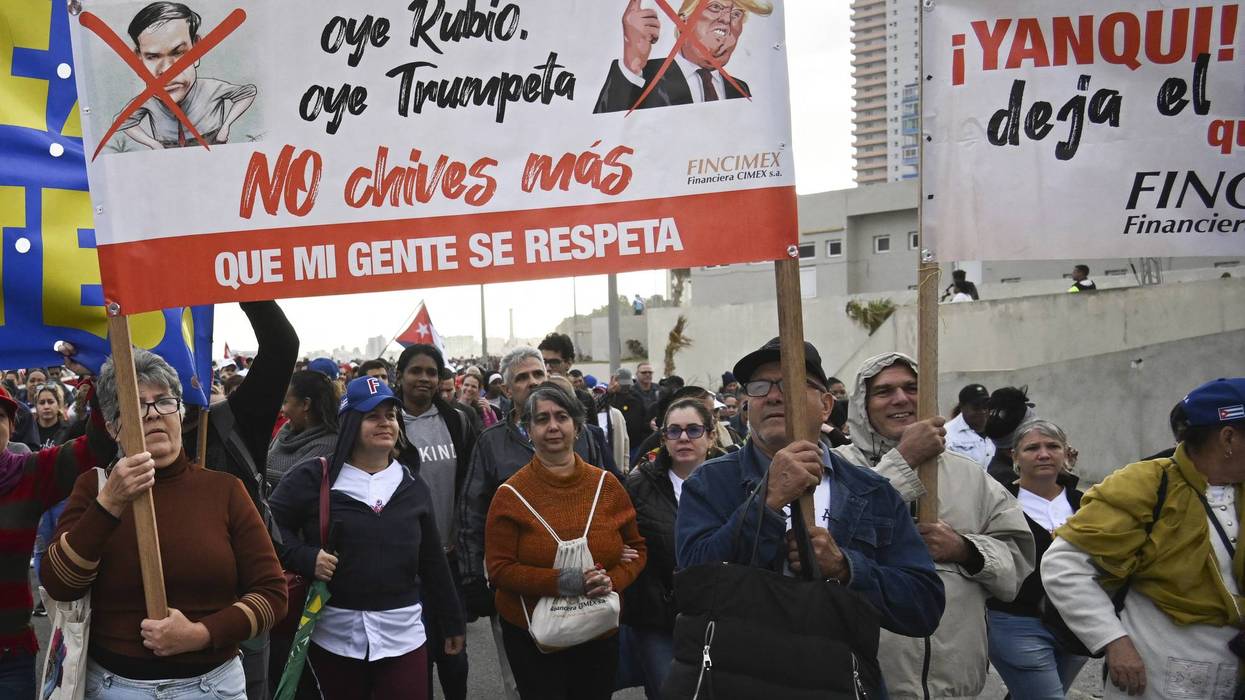 People in Cuba protest Trump and Rubio.