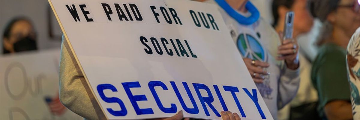 People join in a "Hands Off!" protest against the Trump administration on April 5, 2025 in Riverside, California.