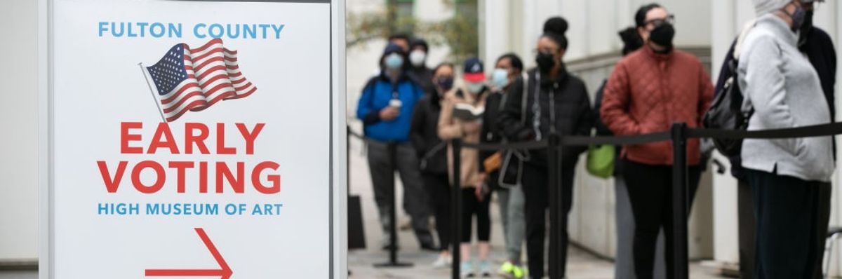people line up to vote in Atlanta