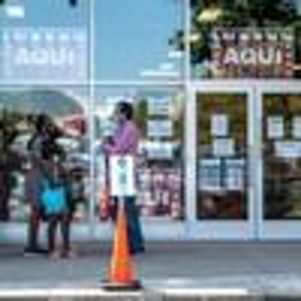 People line up to vote in Texas.
