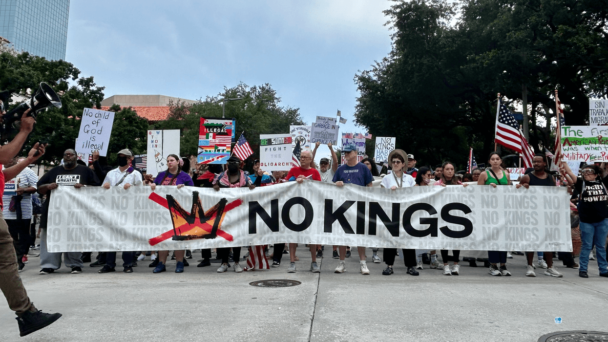 People march in a "No Kings" protest against Trump in Houston