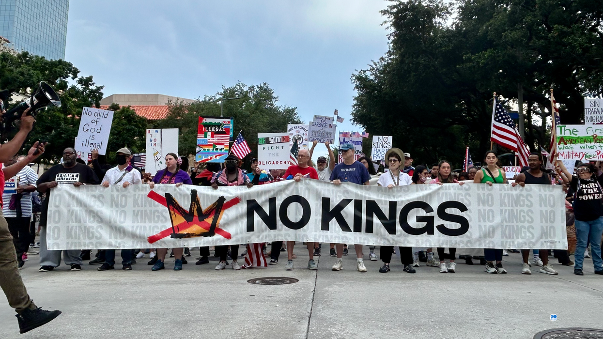 People march in a "No Kings" protest against Trump in Houston