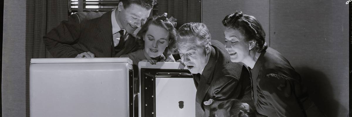 People marvel at a refrigerator