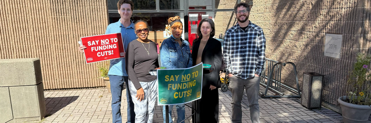 People protest against social safety net funding cuts