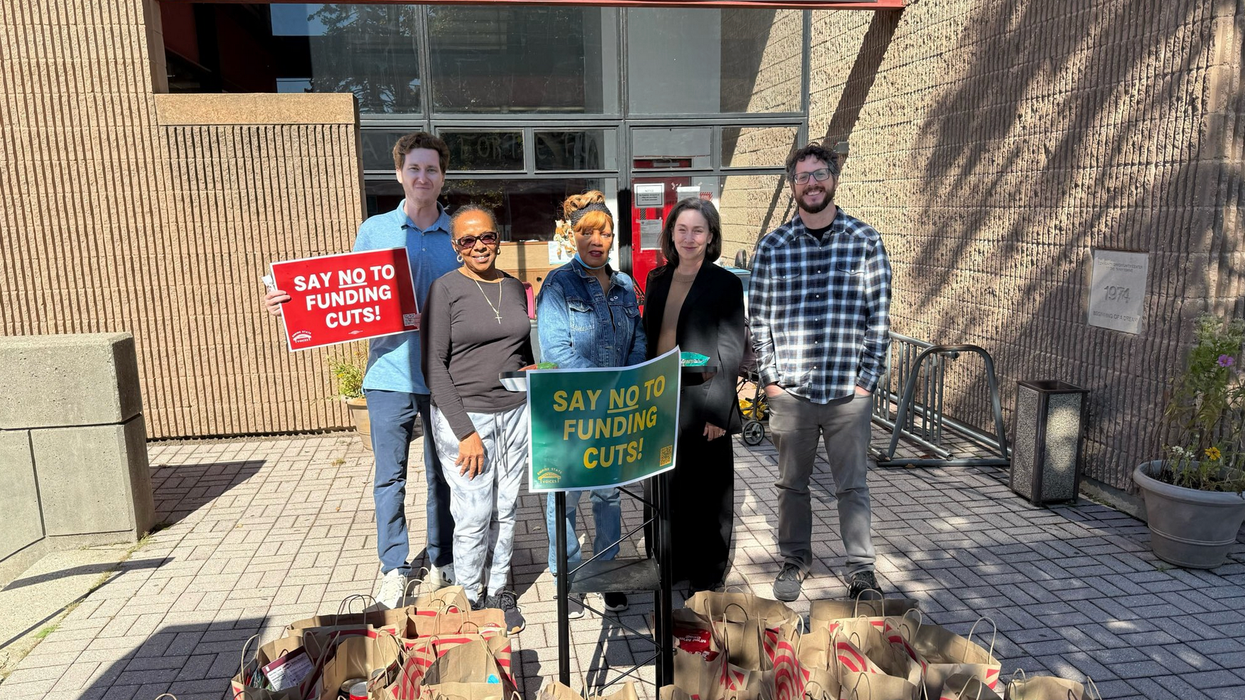 People protest against social safety net funding cuts