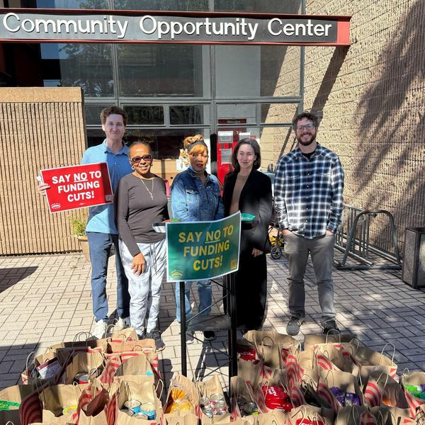 People protest against social safety net funding cuts