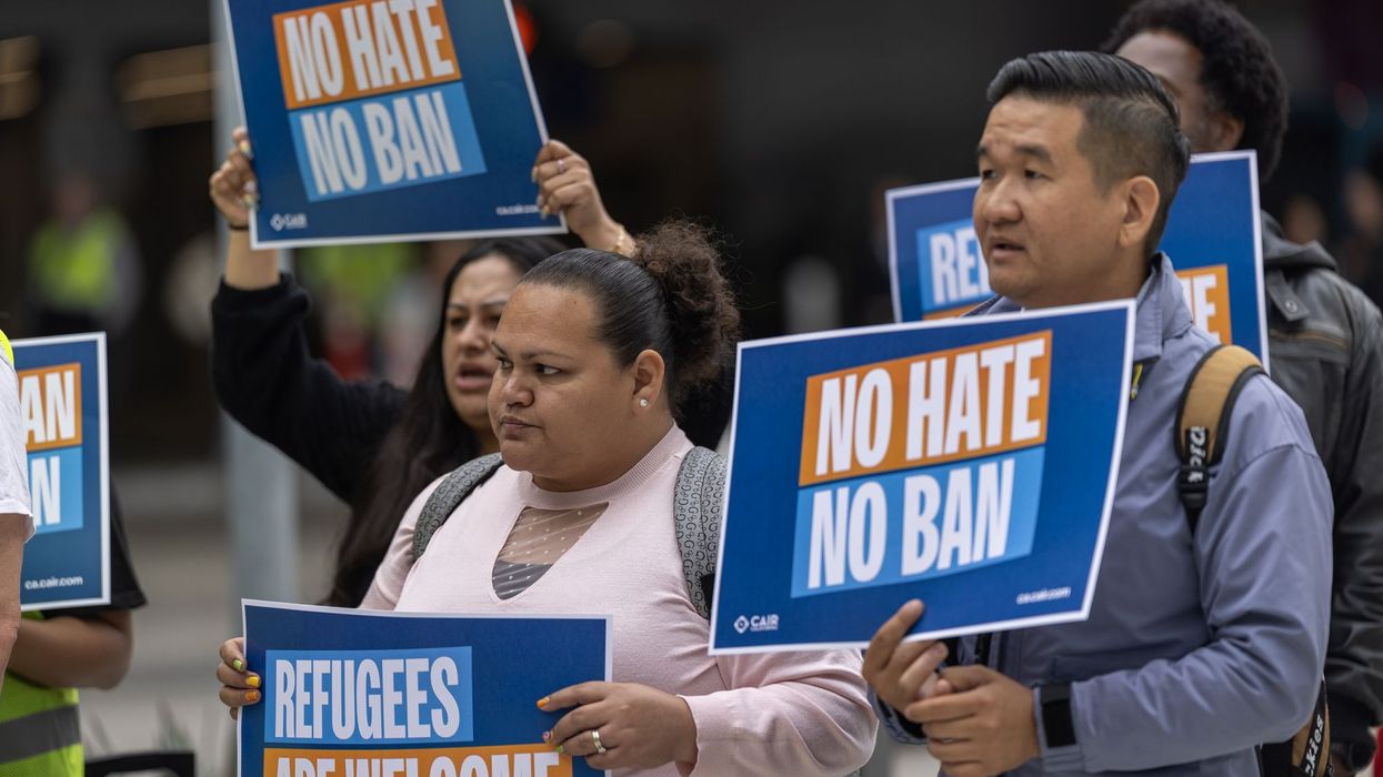 People protest against the Trump administration's travel ban