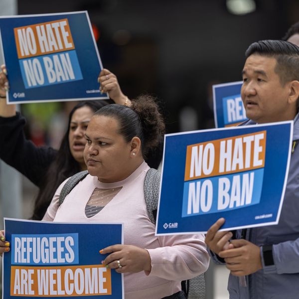 People protest against the Trump administration's travel ban