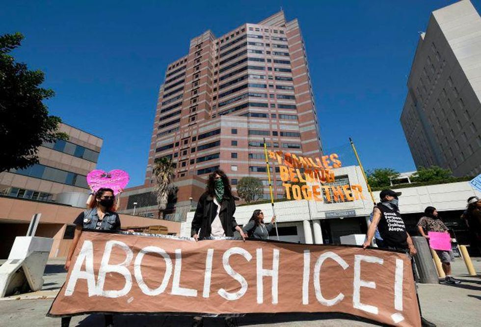 People protest in front of an ICE detention center in downtown Los Angeles on July 2. ICE has been infamous for controve